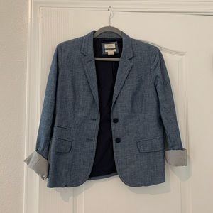 J. Crew Schoolboy Denim Linen Blazer